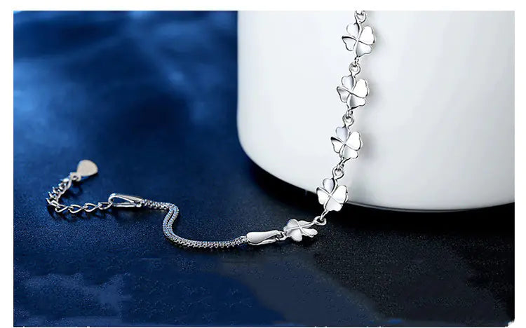 Silver Lucky Clover Bracelet