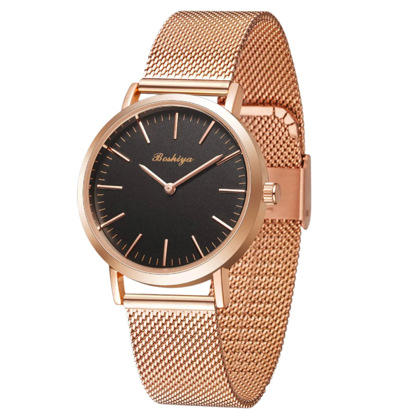 Women's Rose Gold Watch Waterproof with Roman Dial