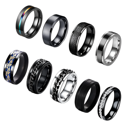 9 Piece Set of Men's Rings